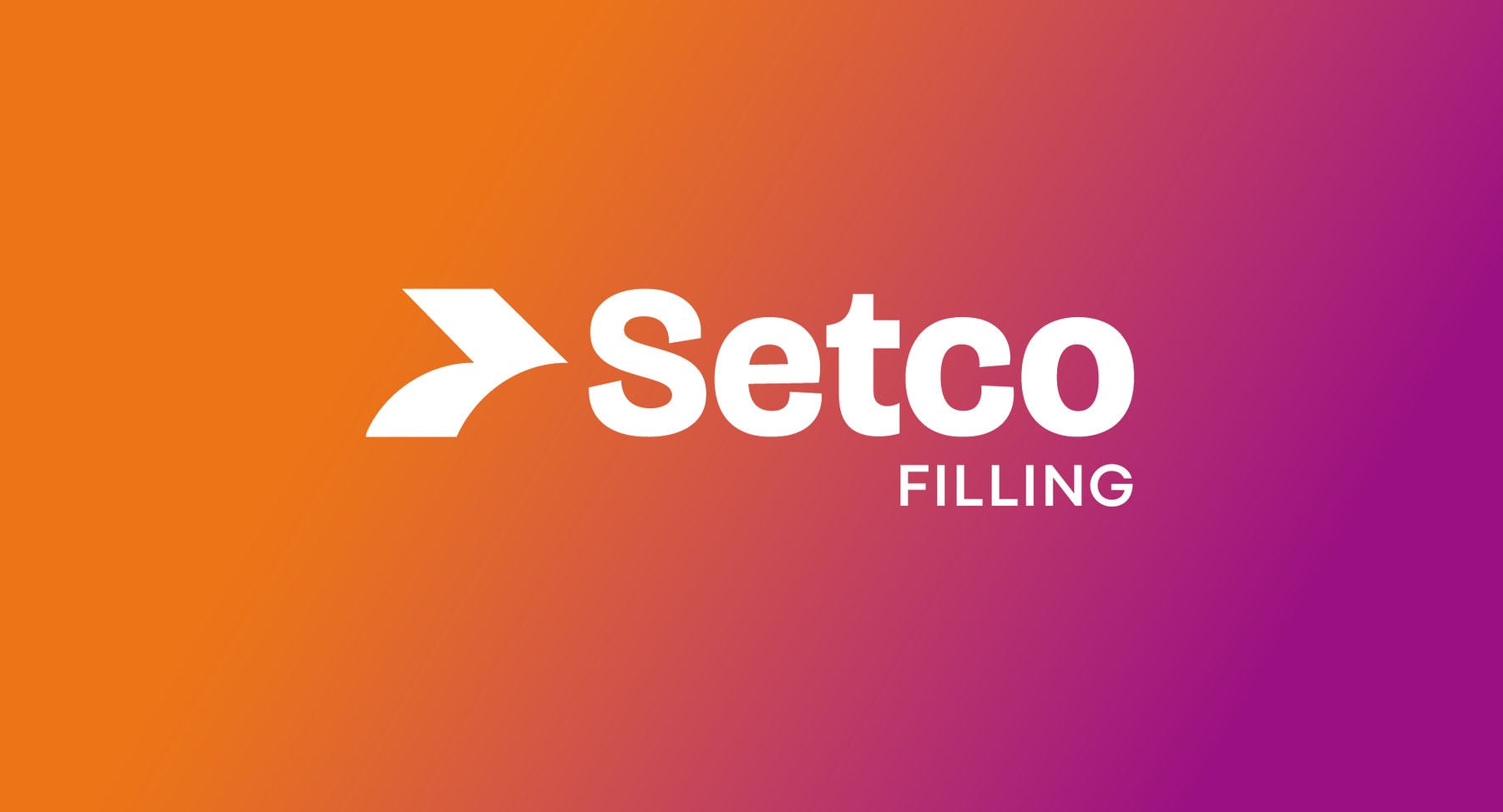 SetCo Filling logo reversed in white on the brand's orange-to-purple gradient